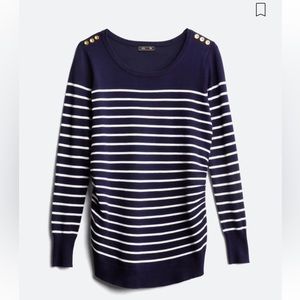 Lety & Me Maternity Sweater Blue/White Stripes XL